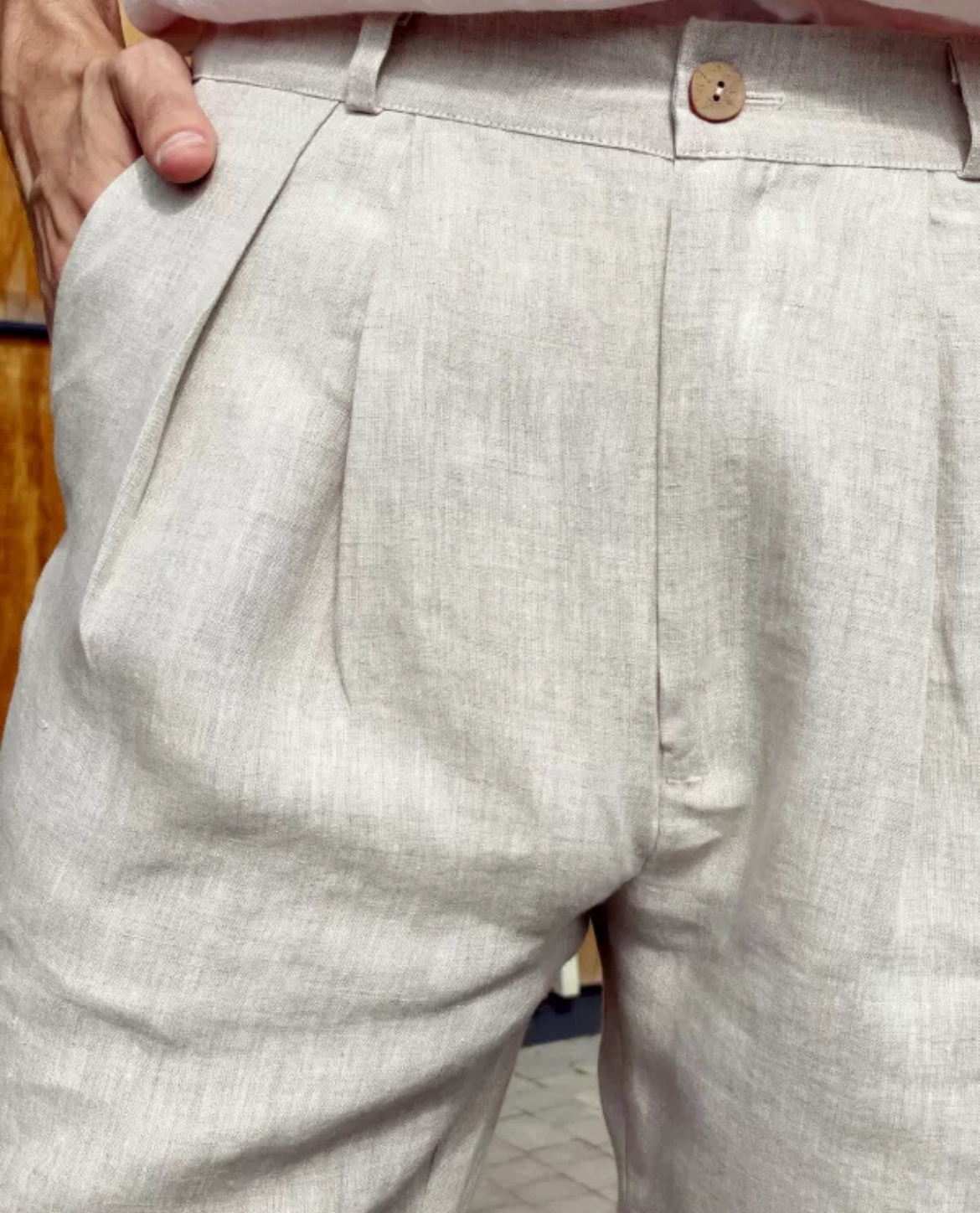 Shorts HARALD aus Leinen - Beige