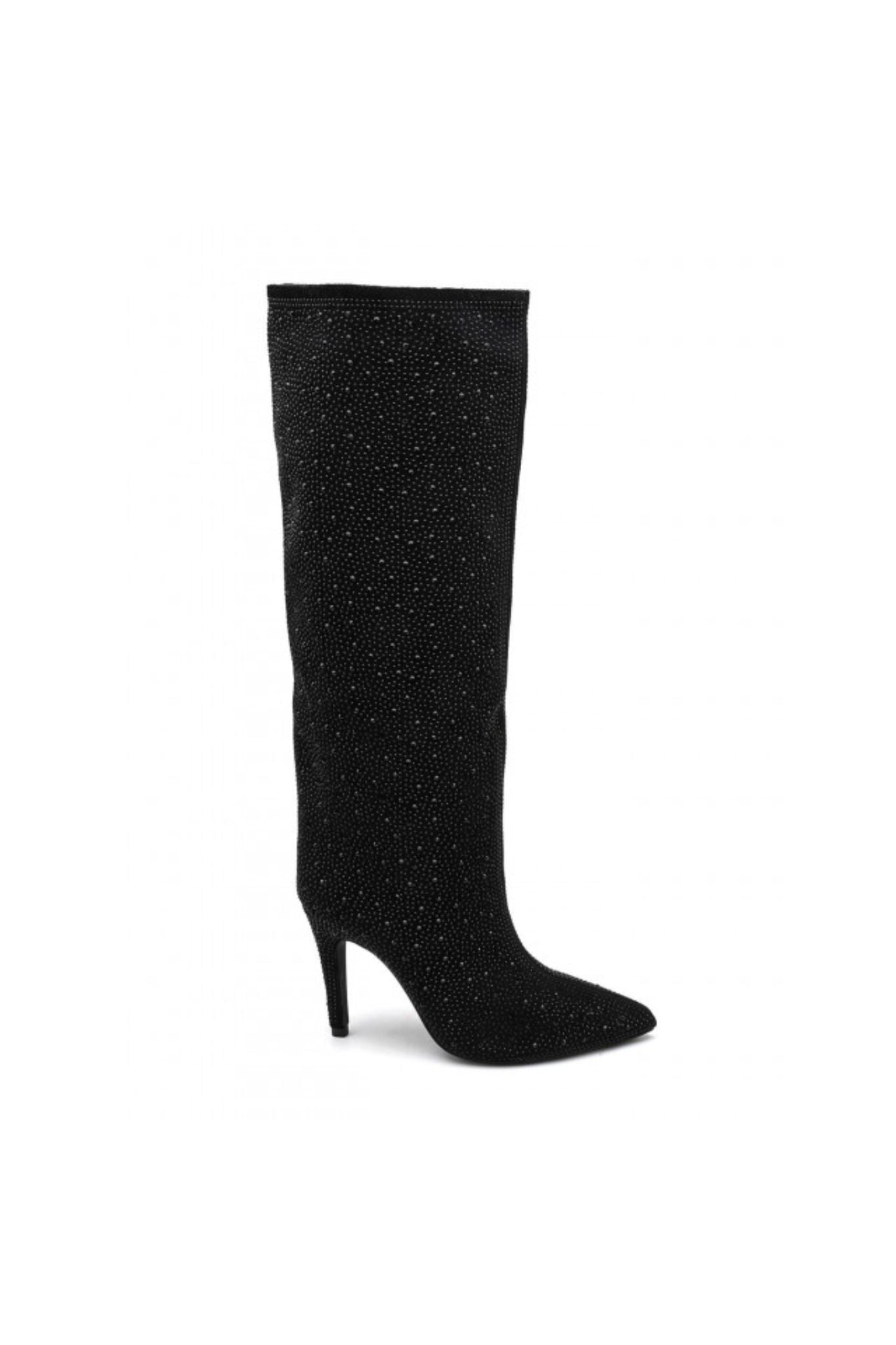 AKSEL Cowboystiefel aus Veloursimitat - Schwarz