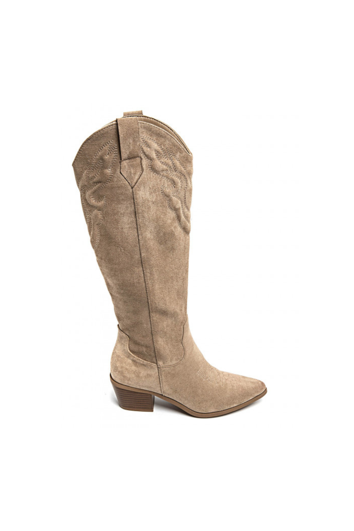BIRGITTE Cowboystiefel aus Veloursimitat - Khaki