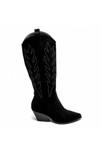 JOSEF cowboyboots i mocka - Svart