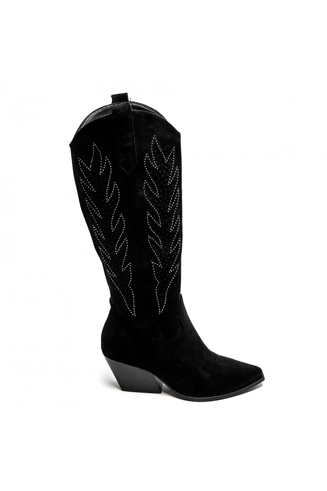 JOSEF Cowboystiefel aus Veloursimitat - Schwarz