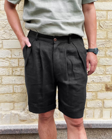 Shorts JJALTE aus Leinen - Schwarz