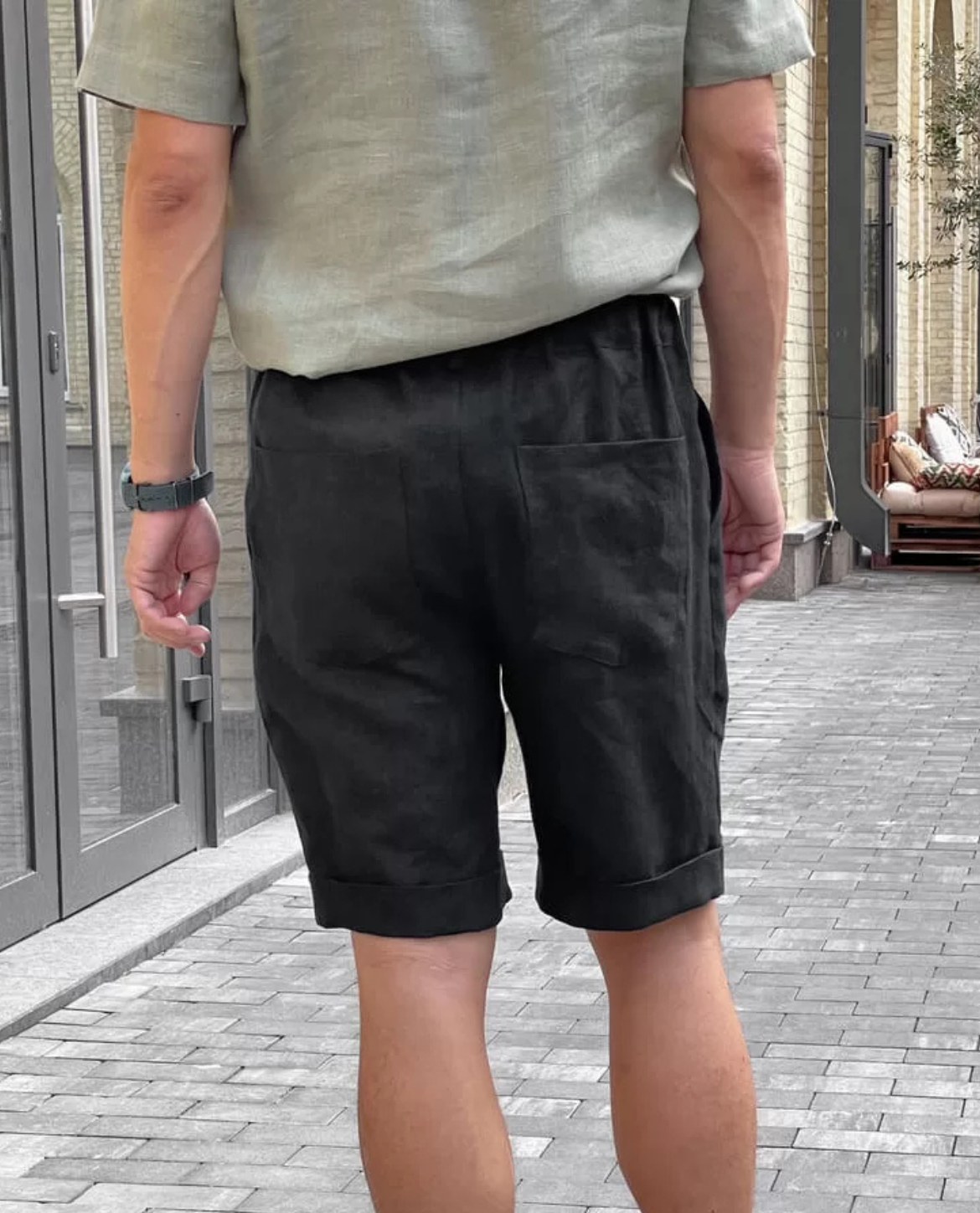 Shorts JJALTE aus Leinen - Schwarz