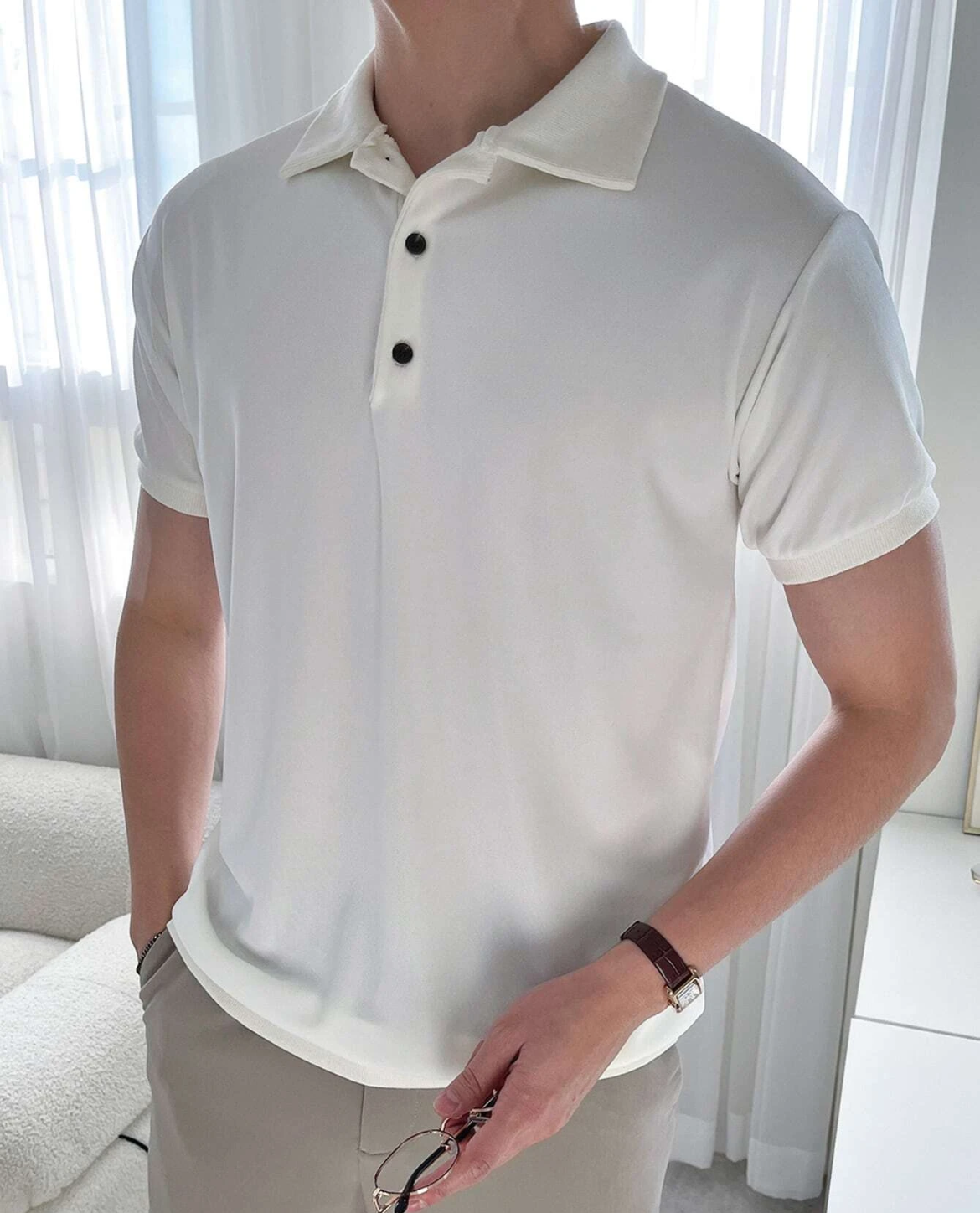 LUGN Poloshirt aus Baumwollmischung