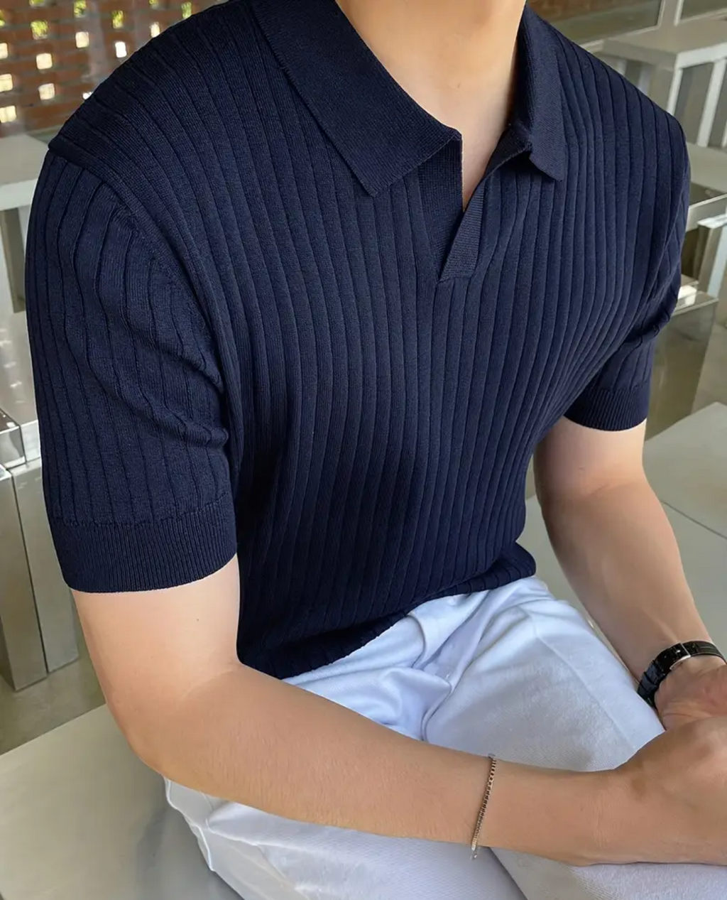 Poloshirt GRETA aus Baumwolle – Marineblau