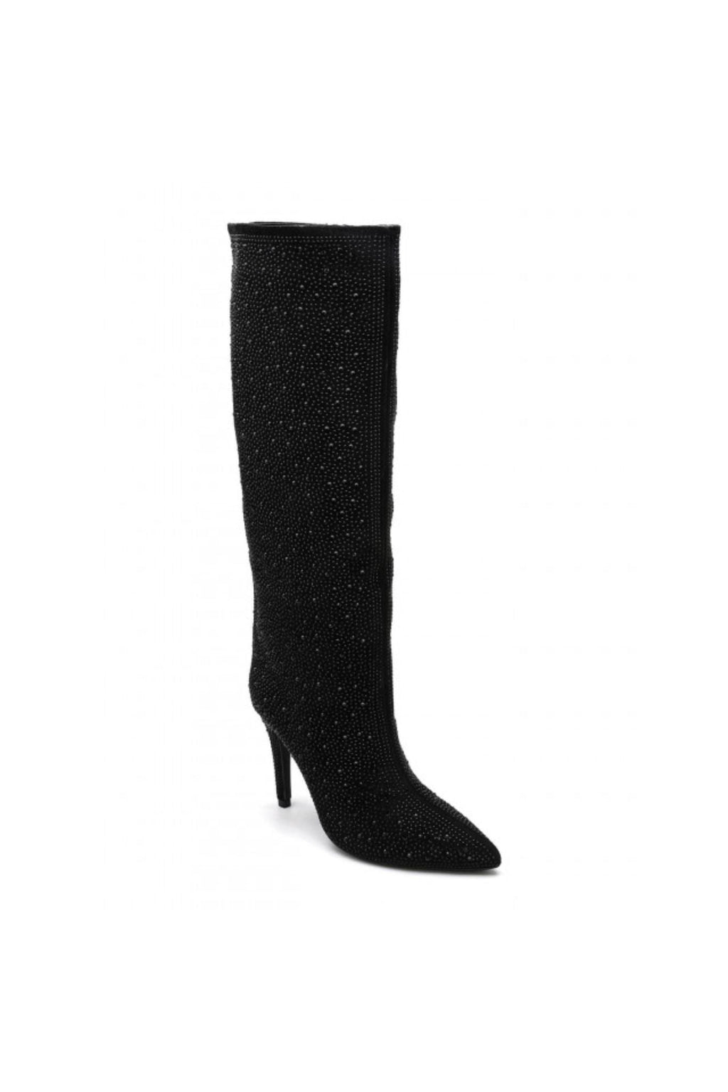 AKSEL Cowboystiefel aus Veloursimitat - Schwarz