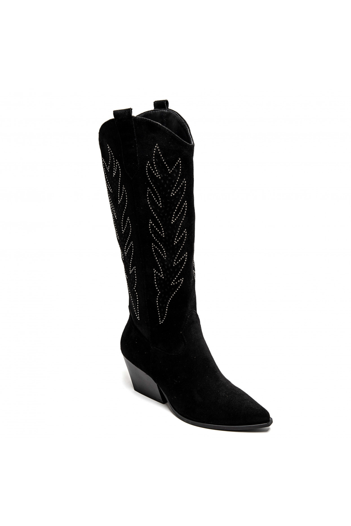JOSEF Cowboystiefel aus Veloursimitat - Schwarz