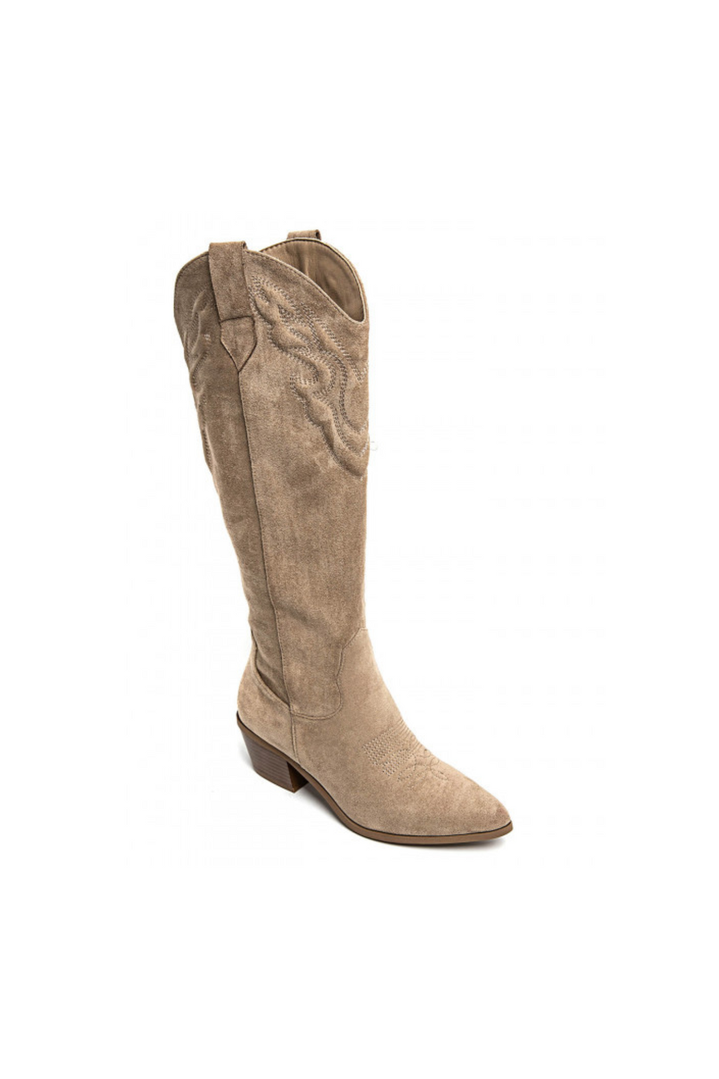 BIRGITTE Cowboystiefel aus Veloursimitat - Khaki