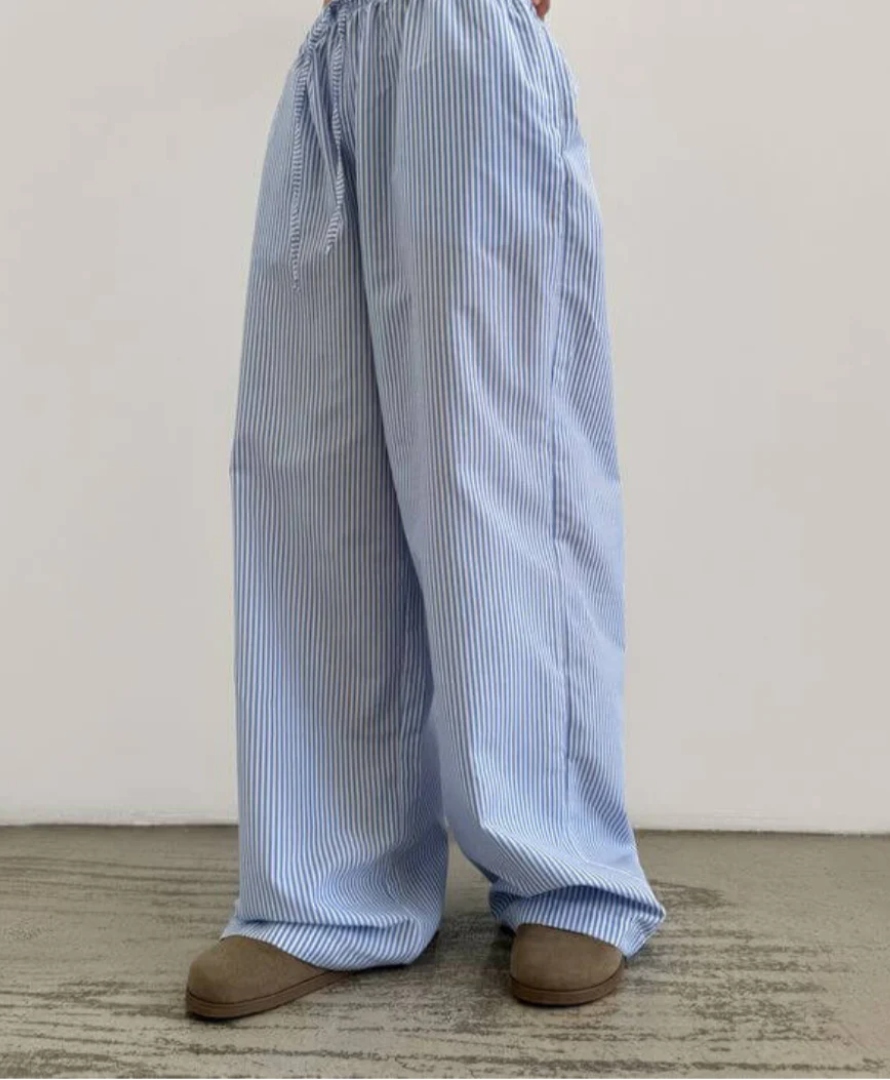 BRED Hose aus Baumwolle - Blau und Weiß