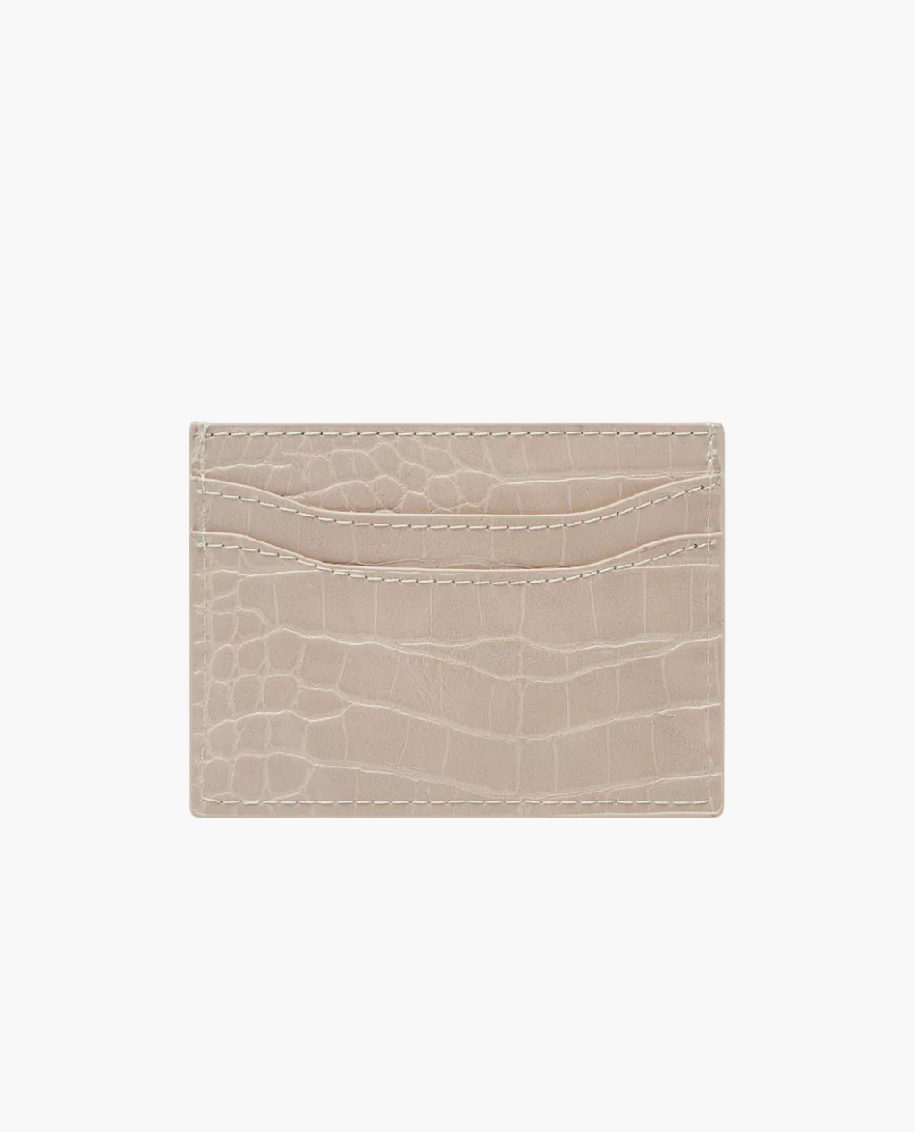 Kartenetui SODERTALJE aus Leder in Krokoprägung - Beige