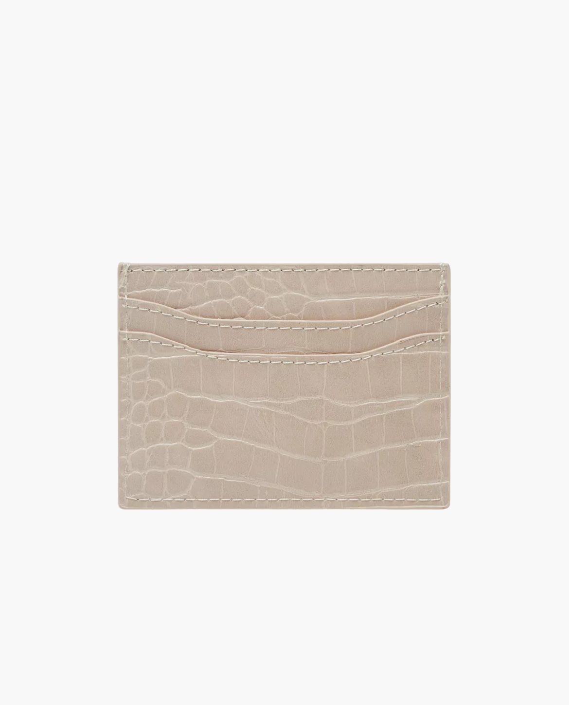 Kartenetui SODERTALJE aus Leder in Krokoprägung - Beige