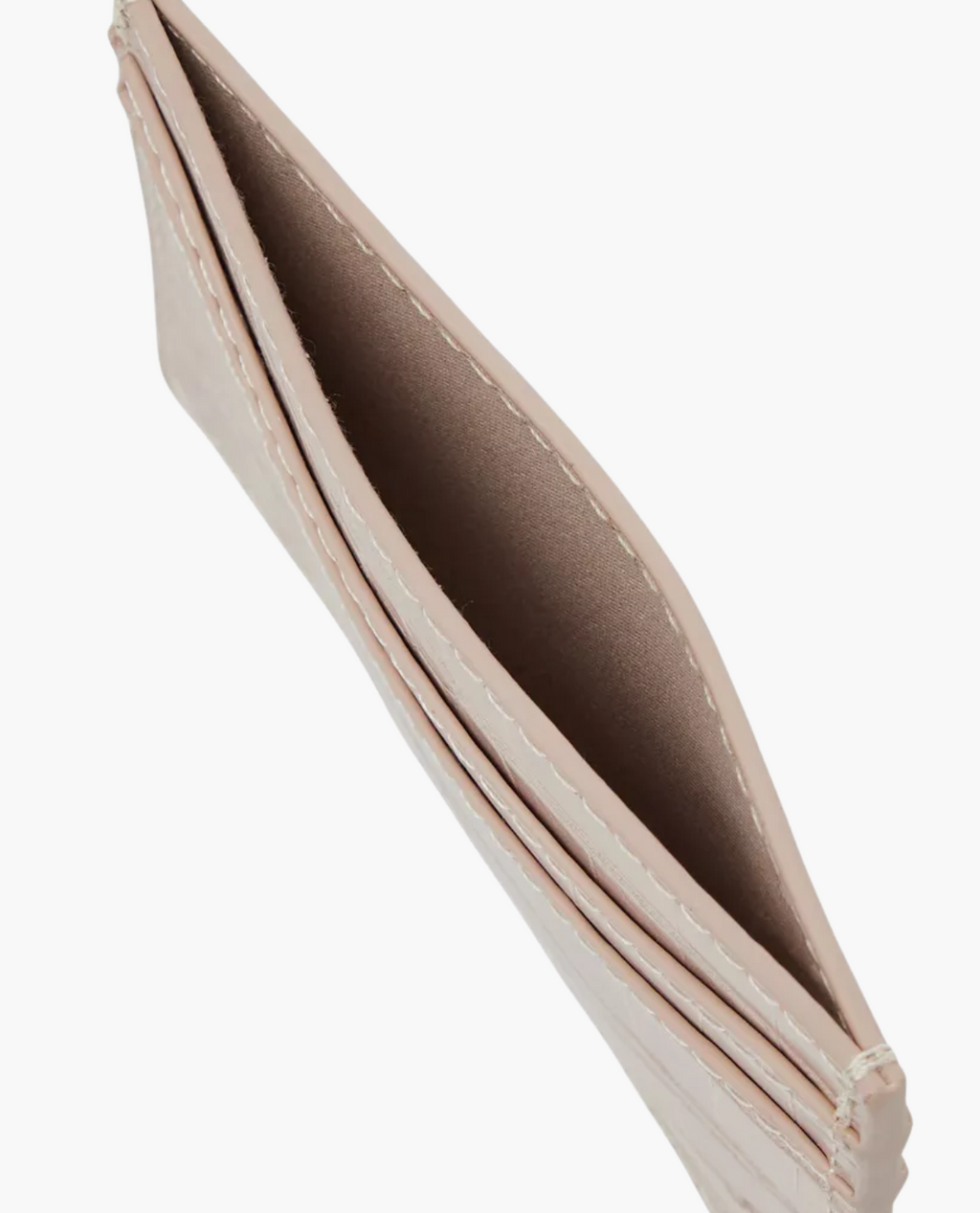 Kartenetui SODERTALJE aus Leder in Krokoprägung - Beige