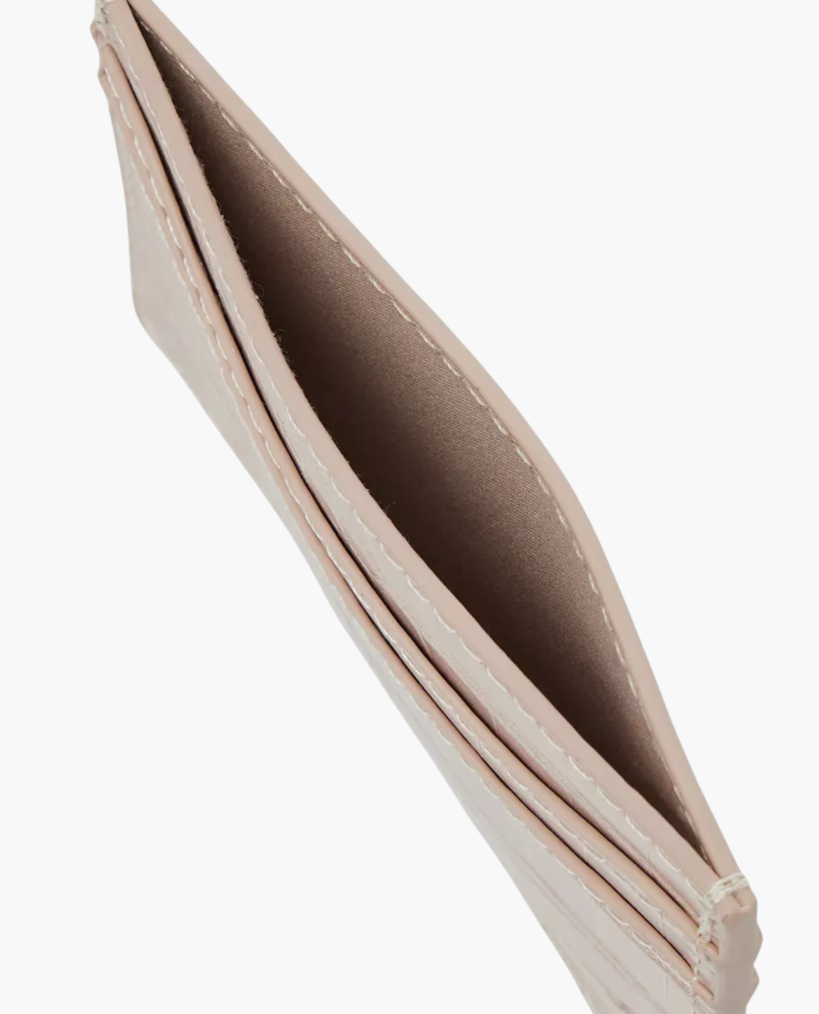 Kartenetui SODERTALJE aus Leder in Krokoprägung - Beige