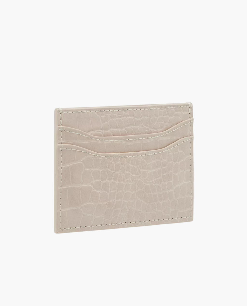 Kartenetui SODERTALJE aus Leder in Krokoprägung - Beige