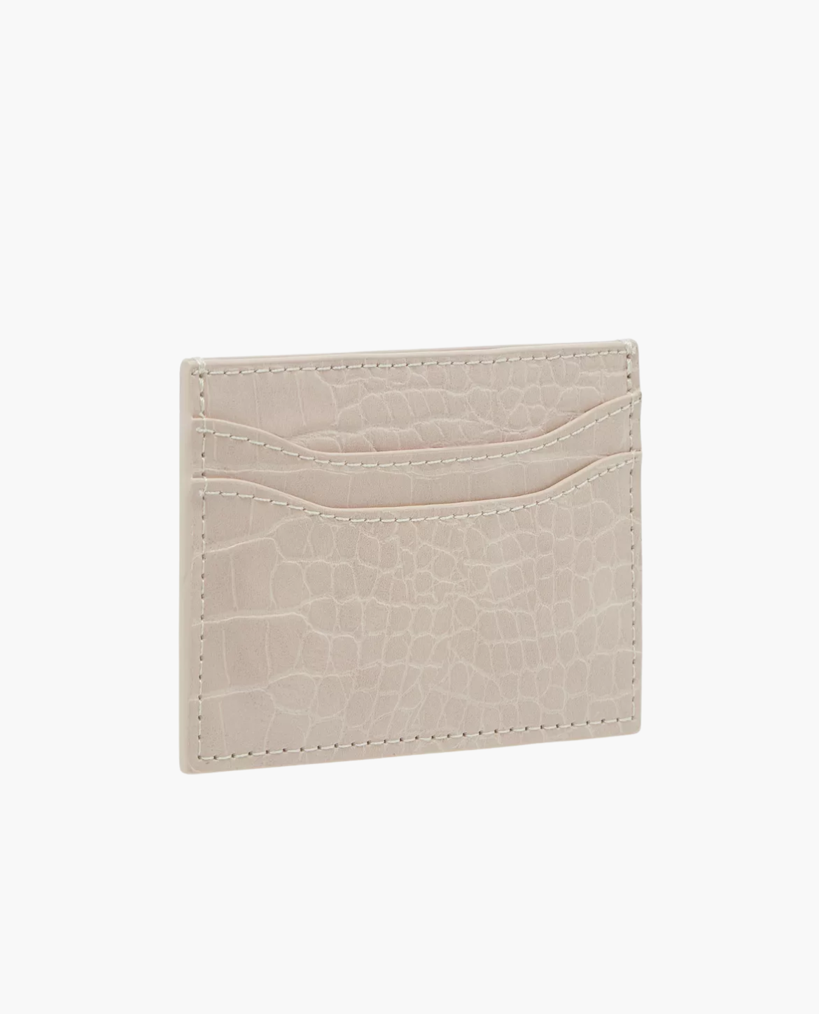 Kartenetui SODERTALJE aus Leder in Krokoprägung - Beige