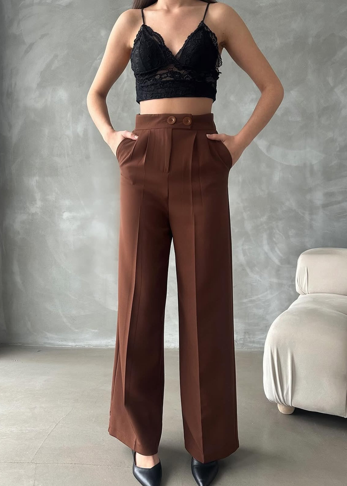 RODEN Stoffhose - Schokoladenbraun