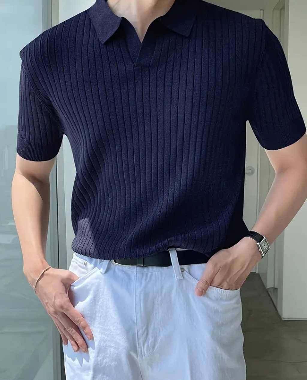 Poloshirt GRETA aus Baumwolle – Marineblau