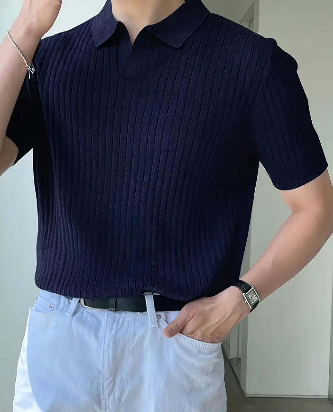 Poloshirt GRETA aus Baumwolle – Marineblau