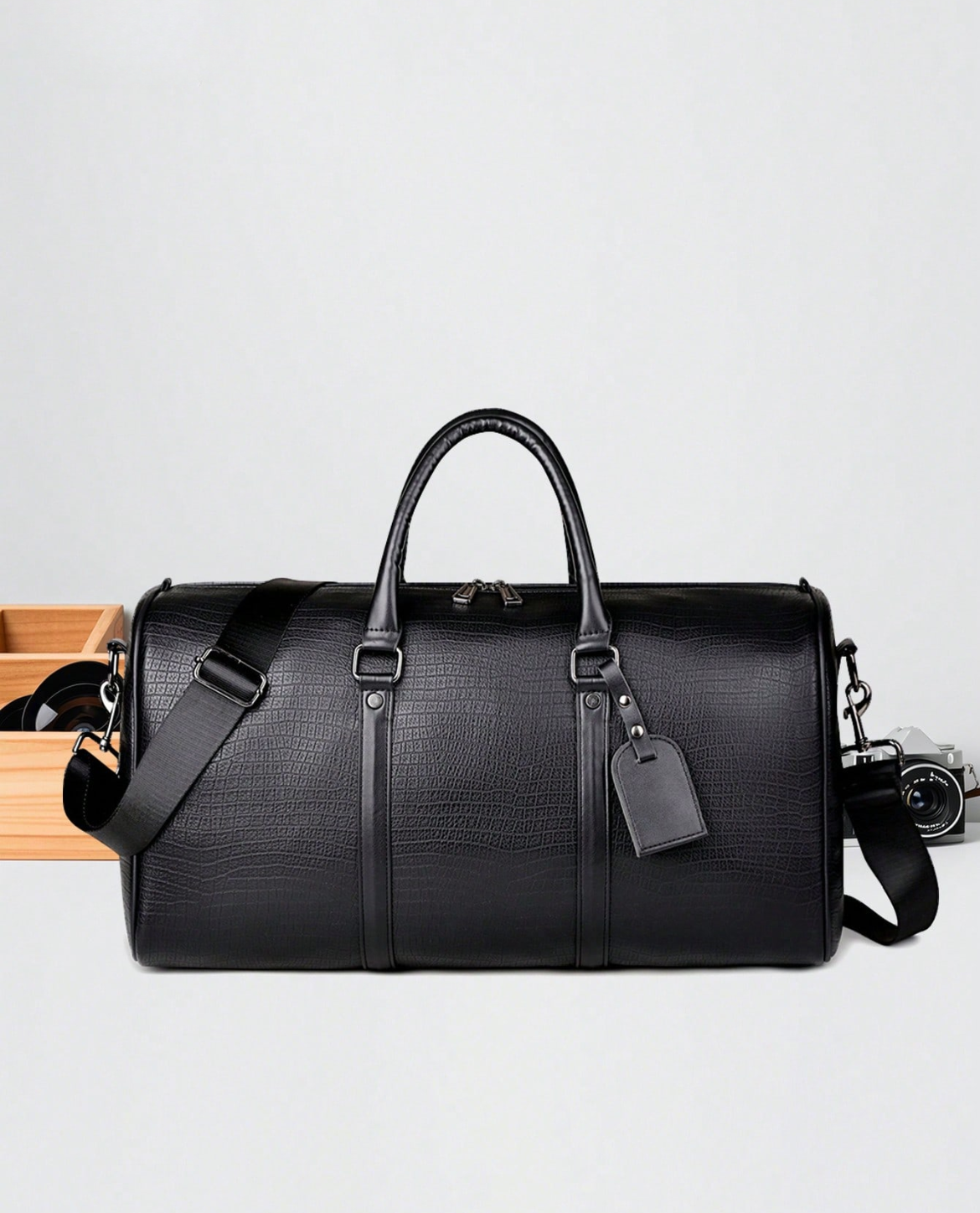 48h-Reisetasche TYRA aus Leder - Schwarz