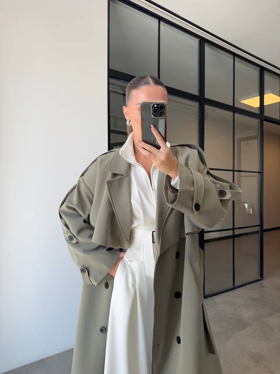 Mantel GIDAR aus Stoff - Khaki
