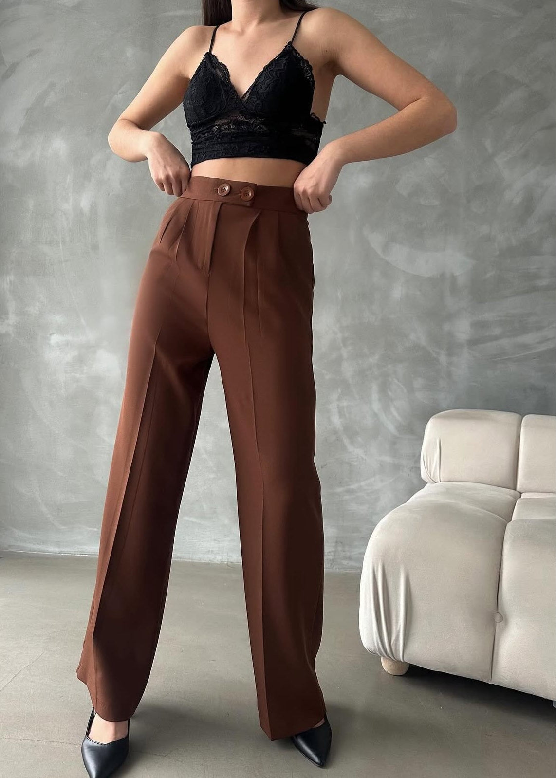 RODEN Stoffhose - Schokoladenbraun