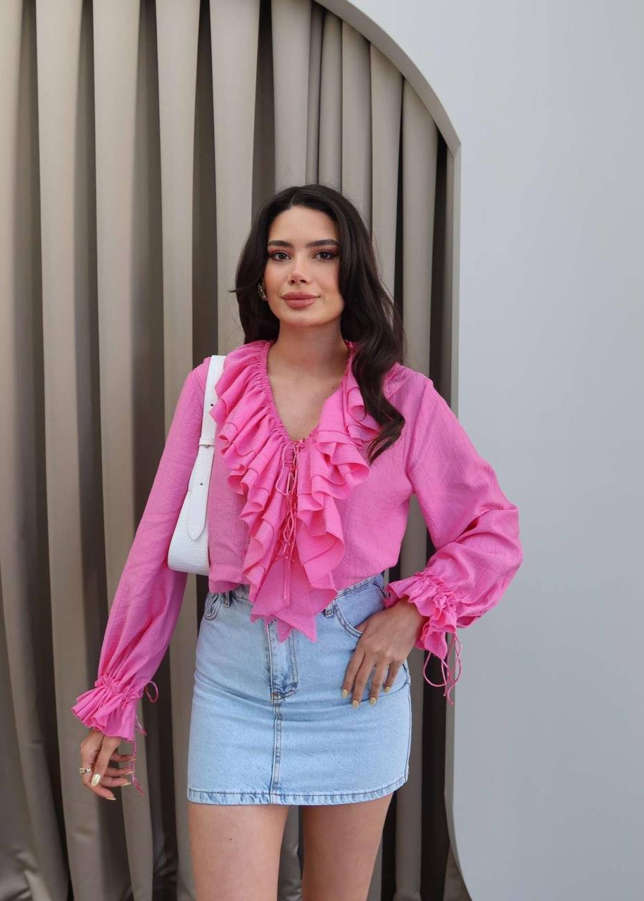 Bluse GIMUND aus Baumwolle - Fuchsiarosa