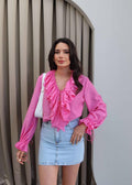 Bluse GIMUND aus Baumwolle - Fuchsiarosa