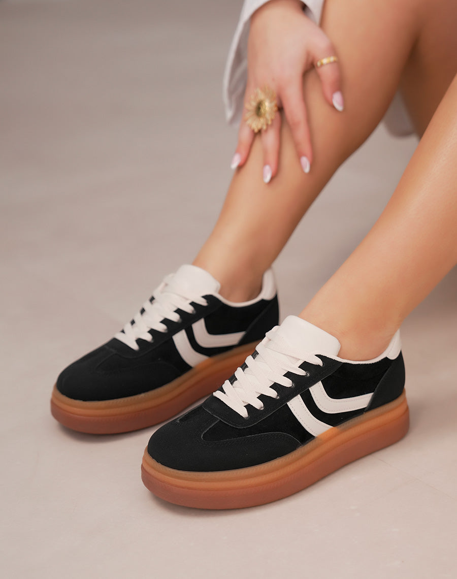 YJAL Sneaker aus Veloursimitat