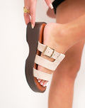 NORDIC631 Pantoletten aus Veloursleder-Imitat - Unisex beige