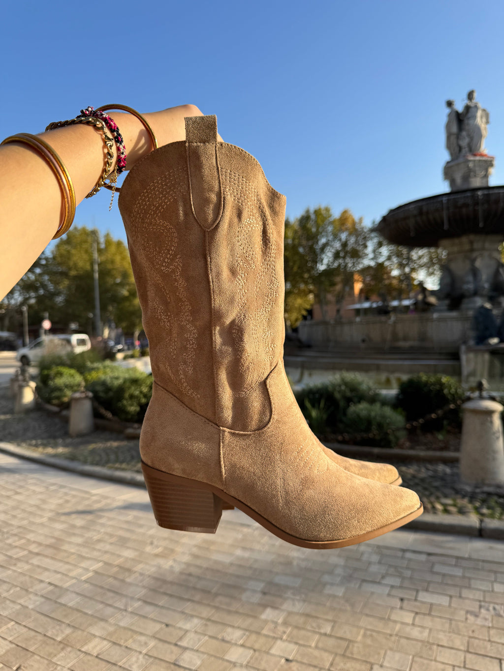 ATOR Cowboystiefel aus Veloursimitat - Khaki