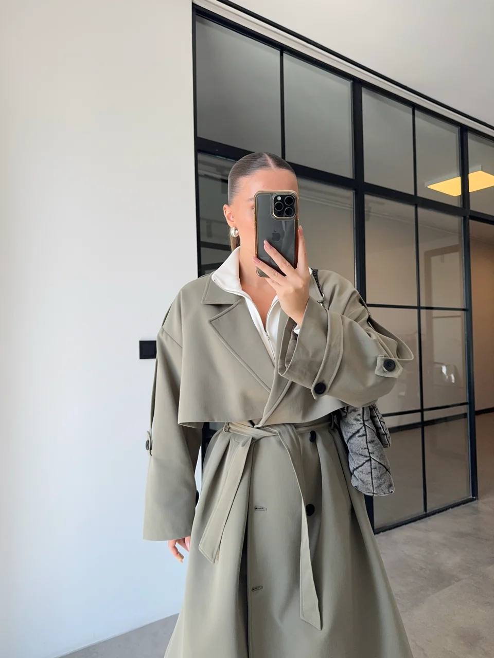 Mantel GIDAR aus Stoff - Khaki