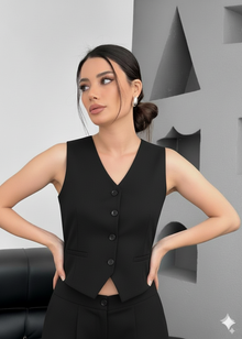 gilet femme sans manches

gilet de costume femme

gilet élégant pour bureau

tenue professionnelle féminine

gilet habillé pour femme

ensemble tailleur femme moderne

mode workwear femme