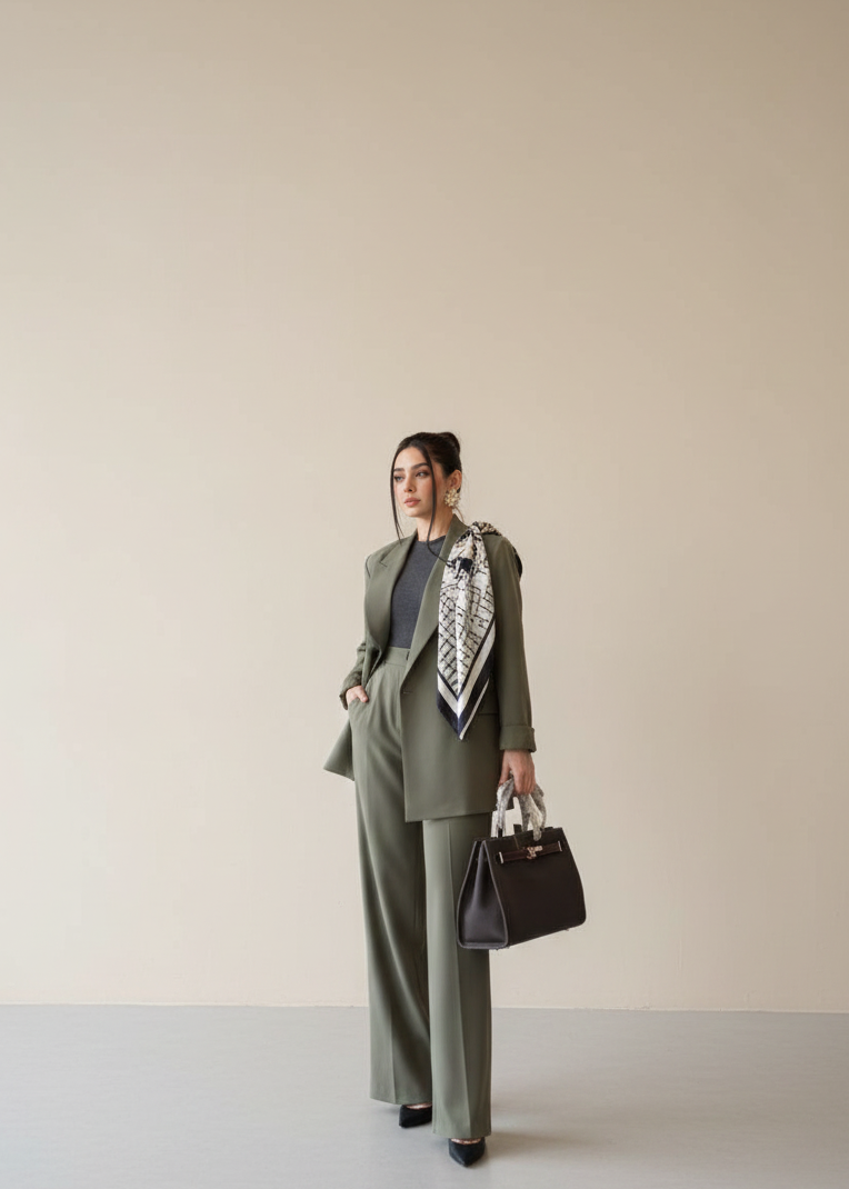 LJUD Anzug-Set aus Stoff - Khaki