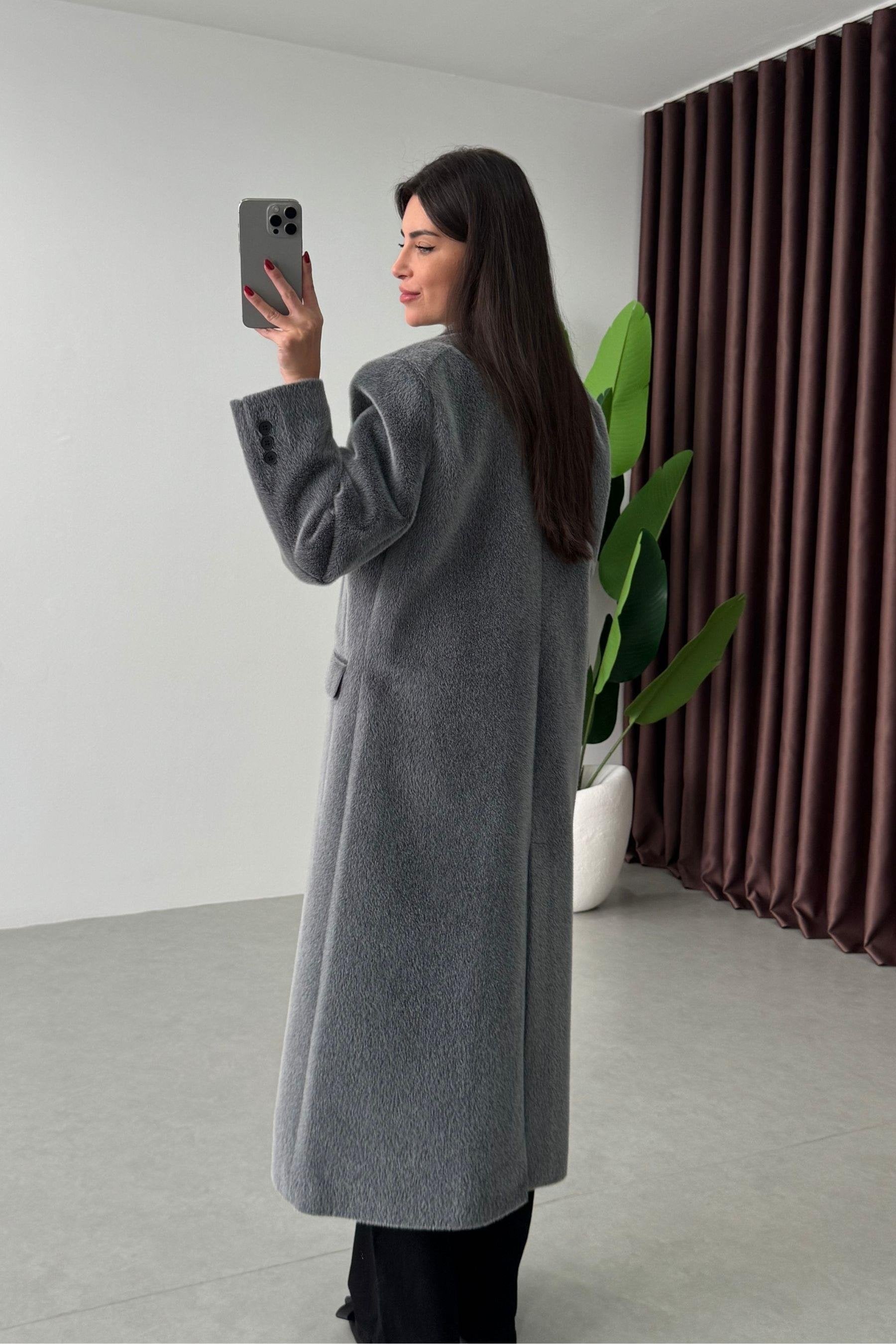 Jacke VINKEL aus Fellimitat - Grau