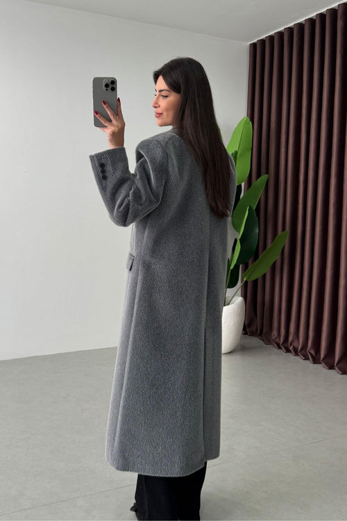Jacke VINKEL aus Fellimitat - Grau