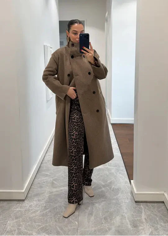 Jacke ONGMAR aus Wolle - Taupebraun