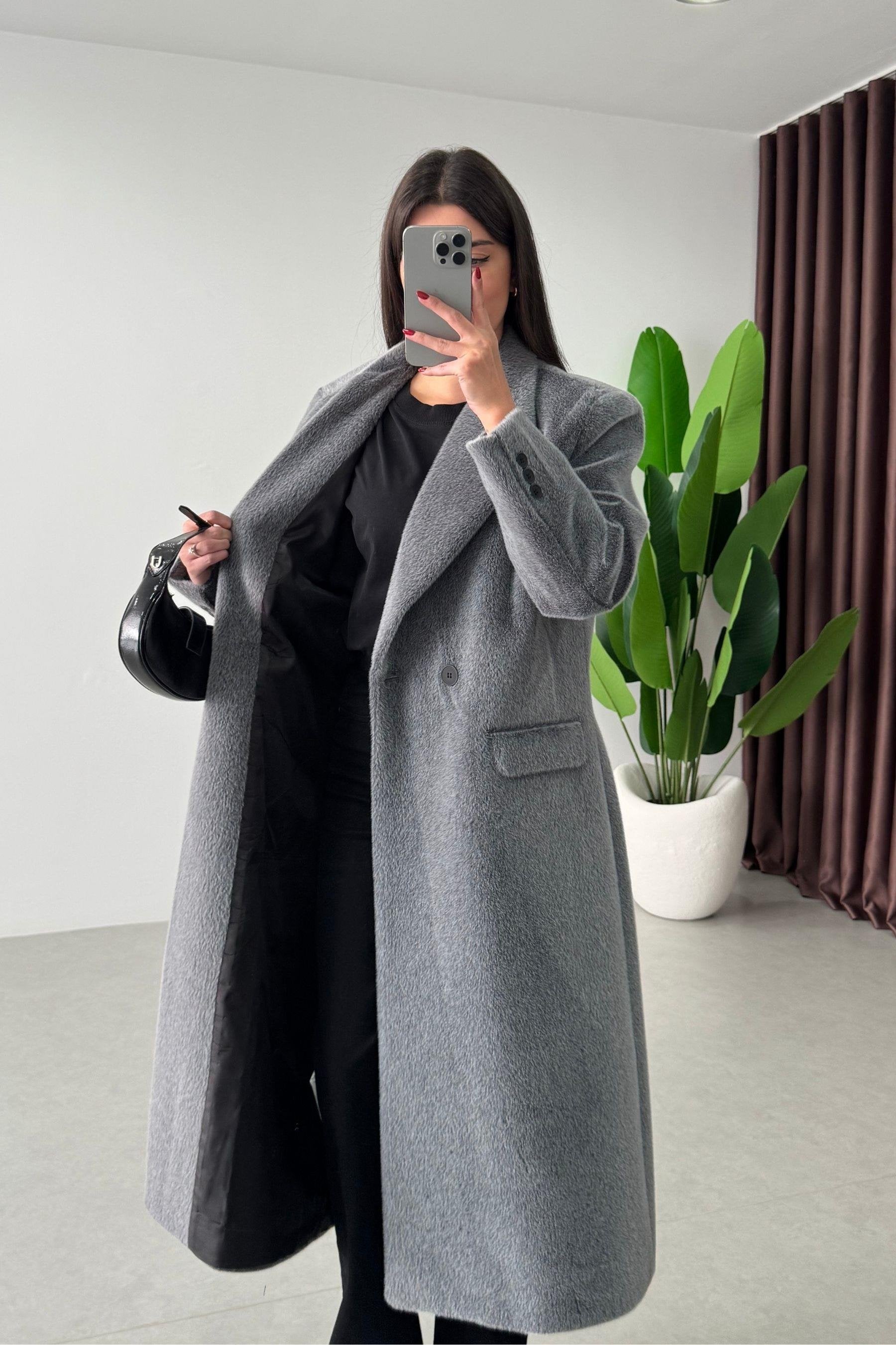 Jacke VINKEL aus Fellimitat - Grau