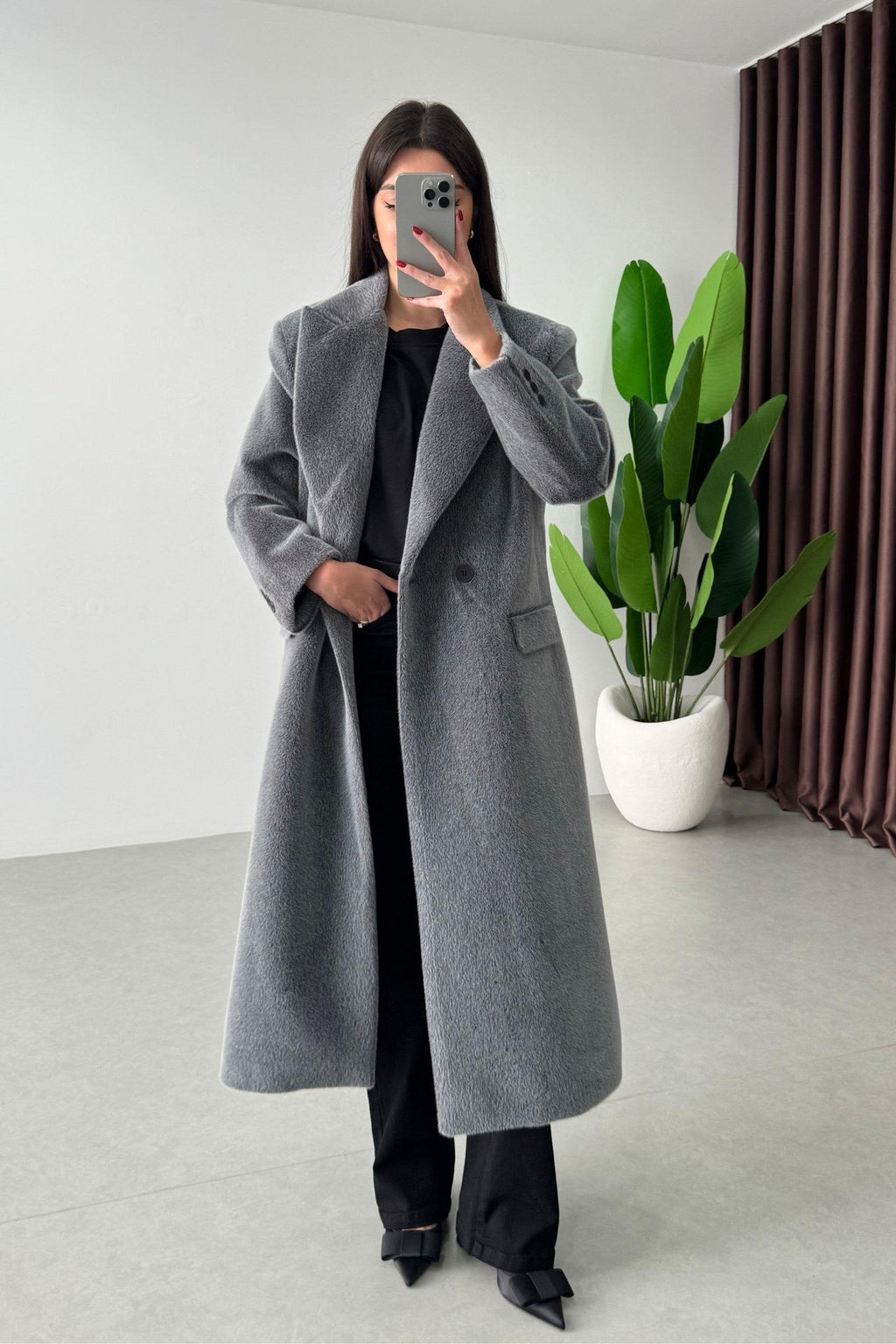 Jacke VINKEL aus Fellimitat - Grau