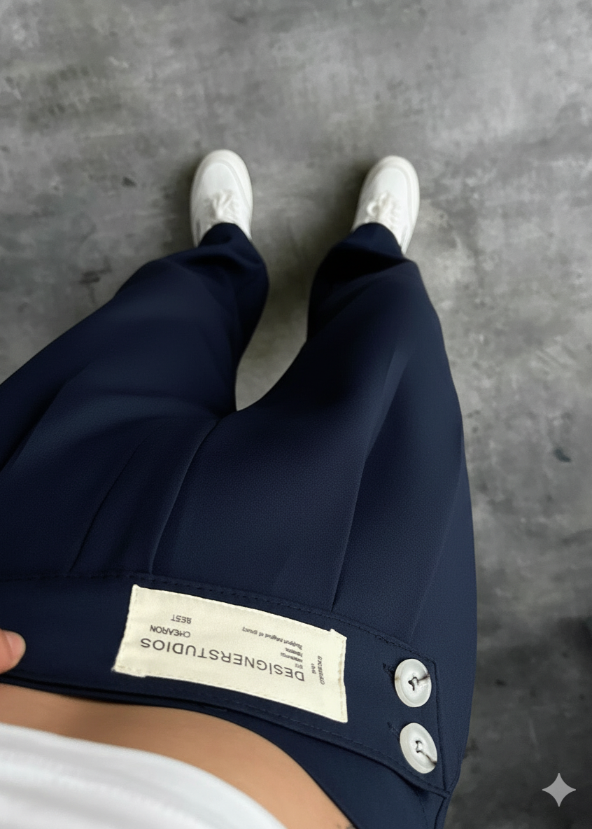 Pantalon Palazzo à Détails Boutonnés