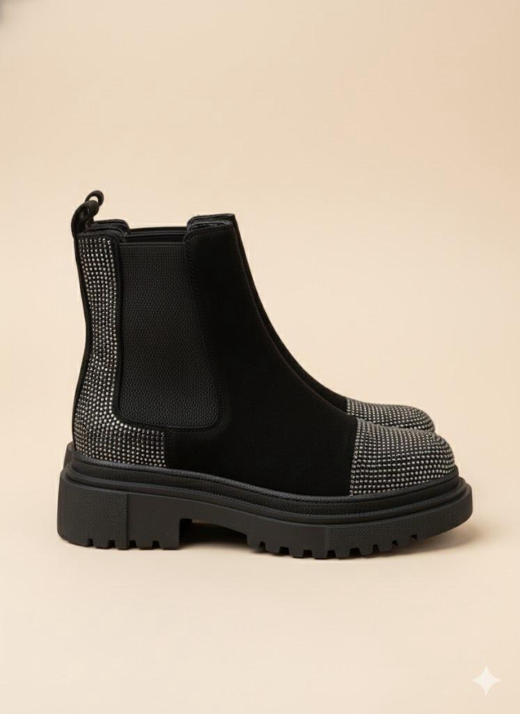 Stiefel CORUND aus Veloursimitat - Schwarz
