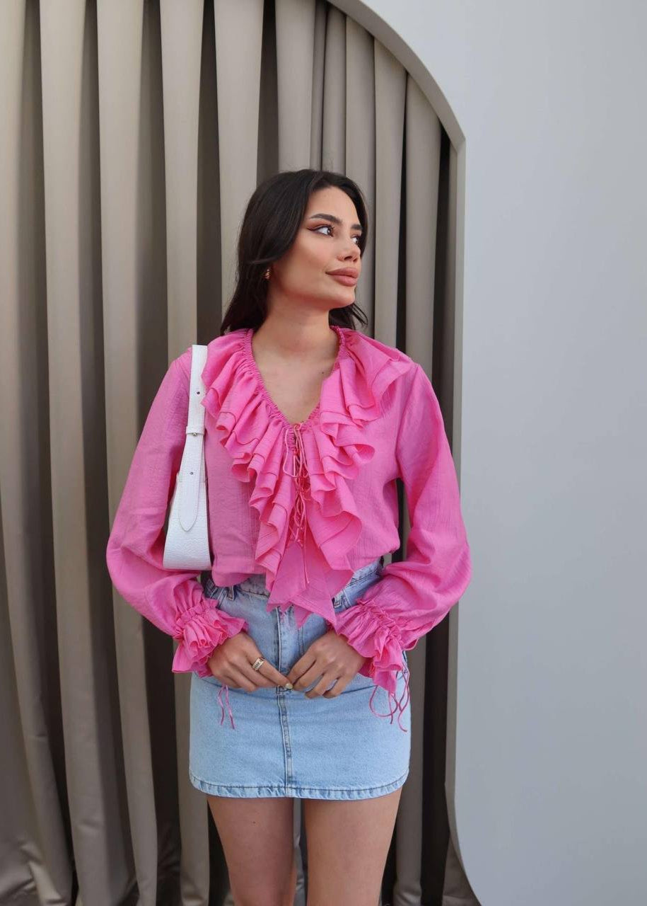 Bluse GIMUND aus Baumwolle - Fuchsiarosa