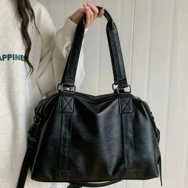 Grand sac à main bandoulière rétro de cours souple Louna