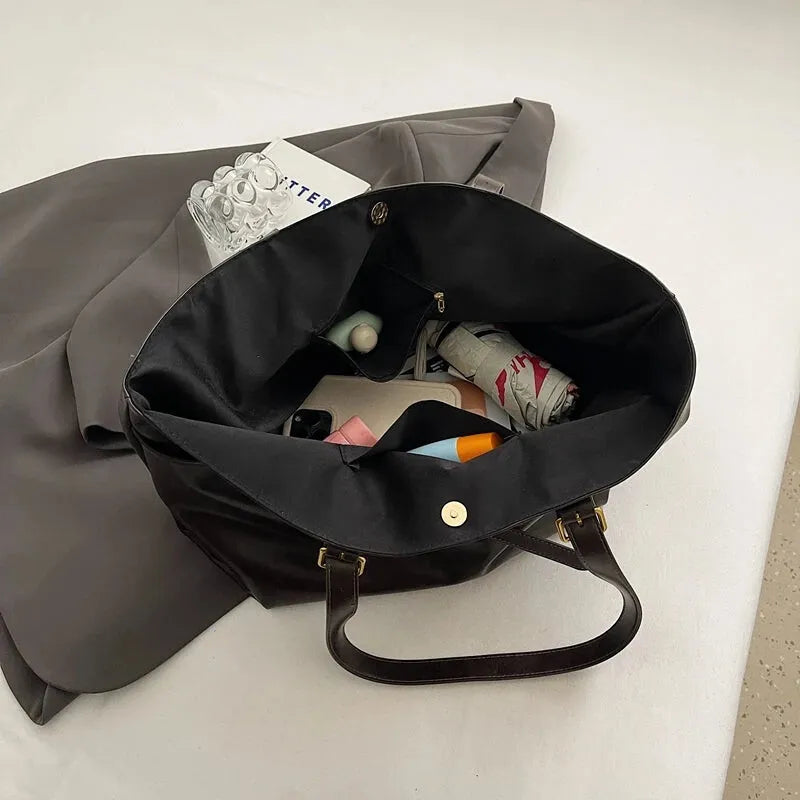 Grand sac à main cabas vintage de cours souple Solène