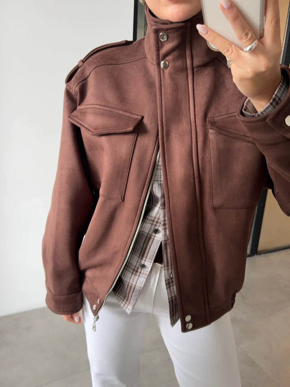 Mantel BO aus Wildleder - Braun