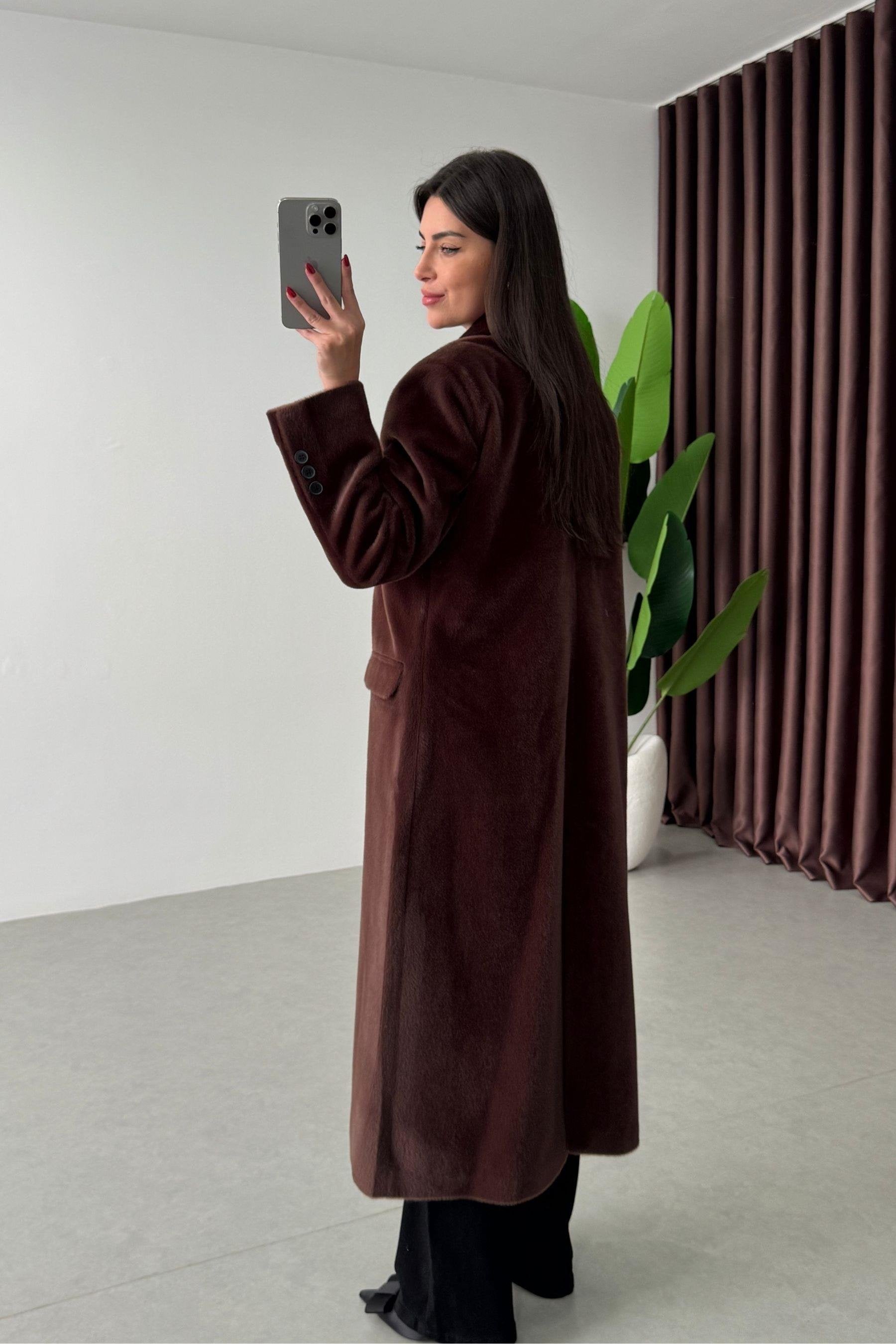 Mantel OARL aus Fellimitat - Braun