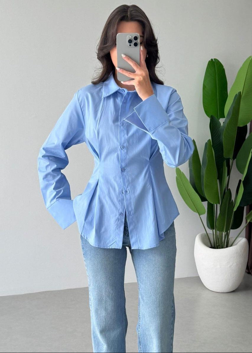 GROV Bluse aus Baumwolle - Himmelblau