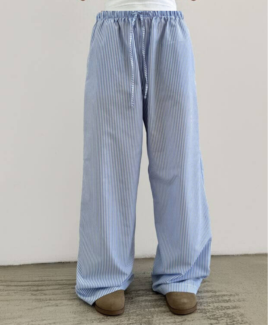BRED Hose aus Baumwolle - Blau und Weiß
